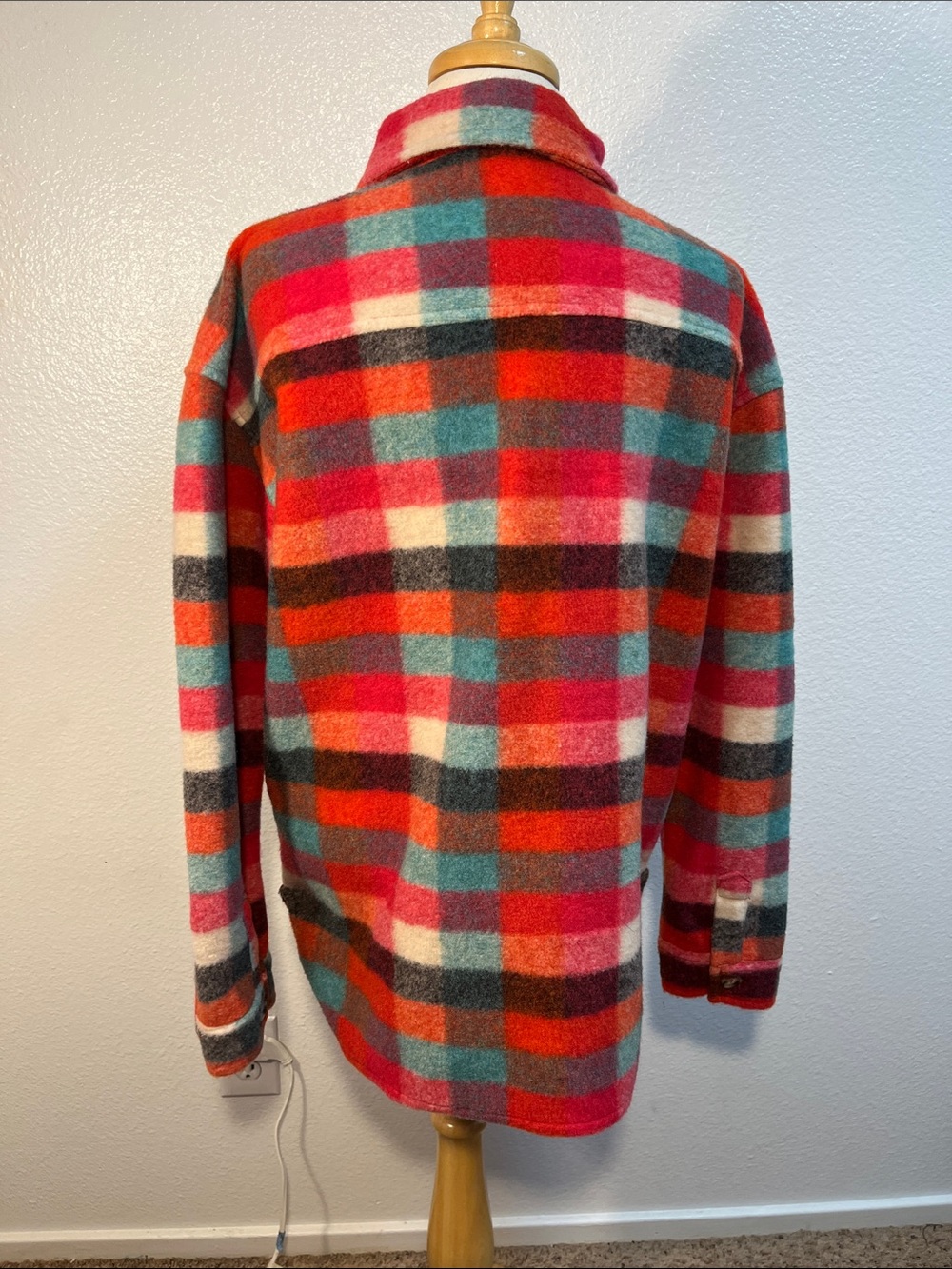 BKE Plaid Knit Fleece Shacket Jacket NWOT Women’s Medium Colorful Plaid - Picture 4 of 10